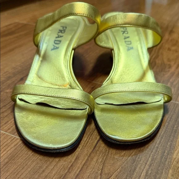 Prada Women's Shimmering Gold Sandals - Picture 7 of 10
